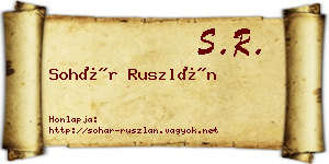 Sohár Ruszlán névjegykártya